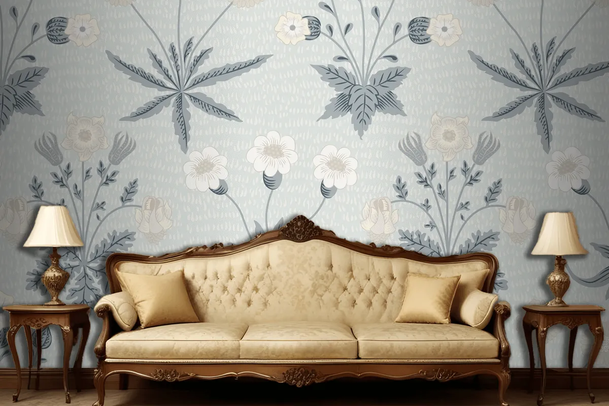 Floral Pattern Design Living Room Wallpaper Mural