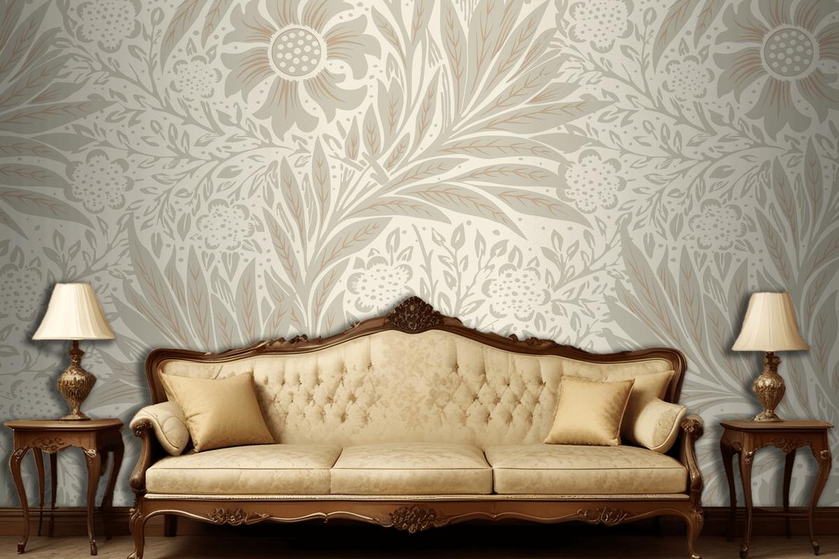 Floral Pattern Living Room Wallpaper Mural