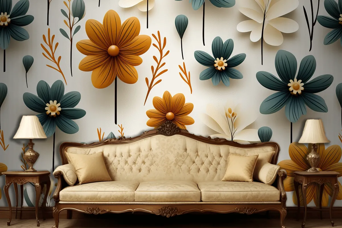 Floral Seamless Pattern Delicate And Vibrant Blooms Wallpaper Mural