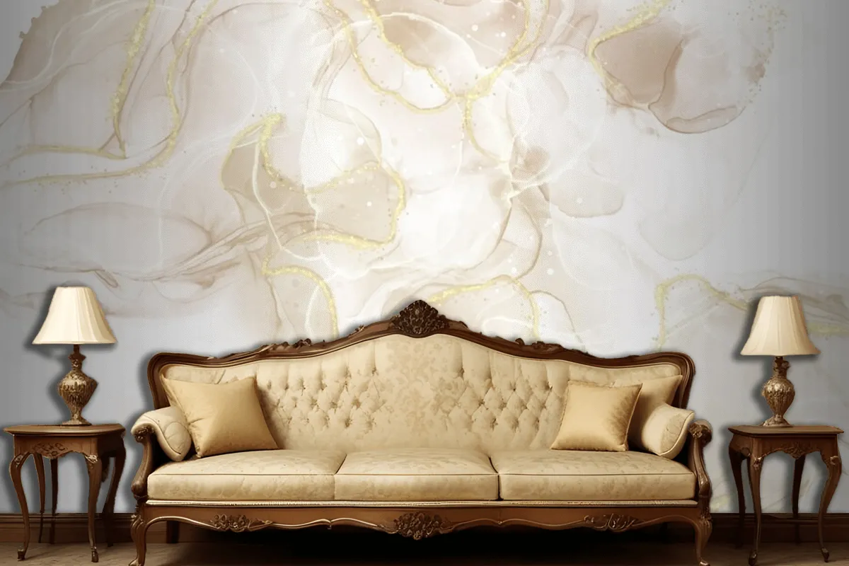 Fluid Art Hand Painted Background With Gold Glitter Elements Living Room Wallpaper Mural