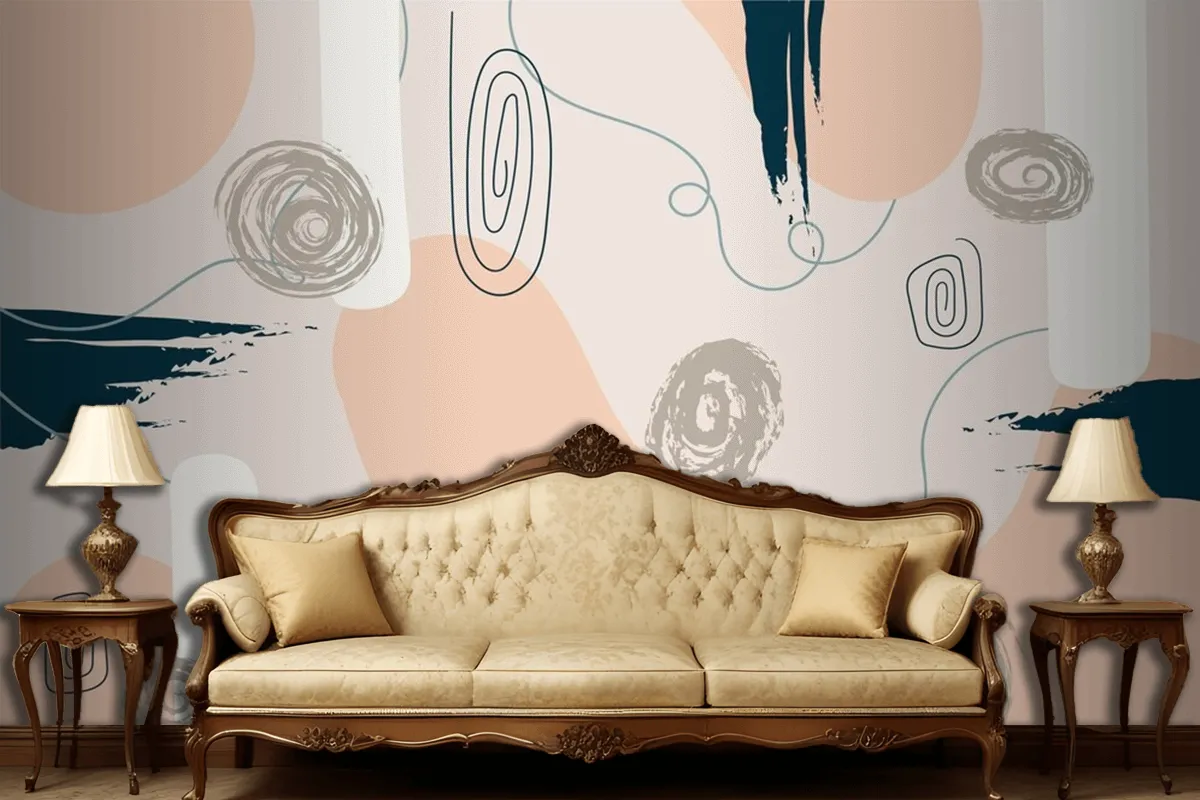 Hand Drawn Minimal Background Living Room Wallpaper Mural