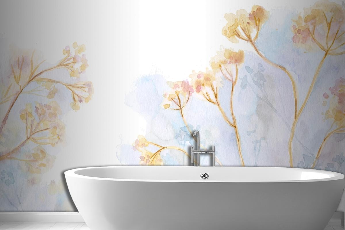 Hand Painted Watercolor Bathroom Wallpaper Mural