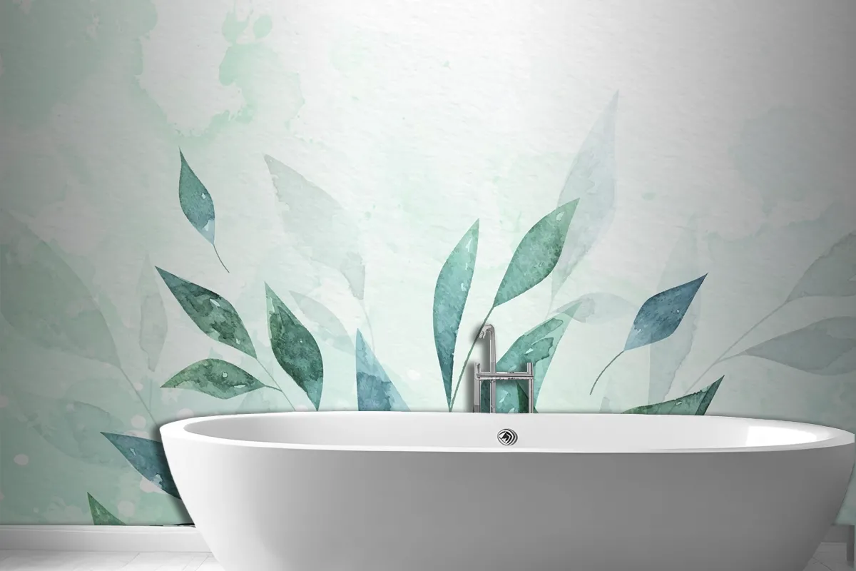 Hand Painted Watercolor Nature Background Bathroom Wallpaper Mural