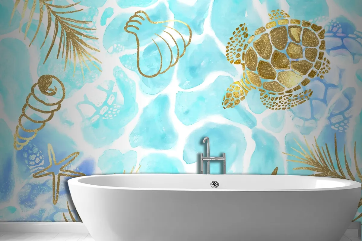 Hand Painted Watercolor Summer Background Bathroom Wallpaper Mural