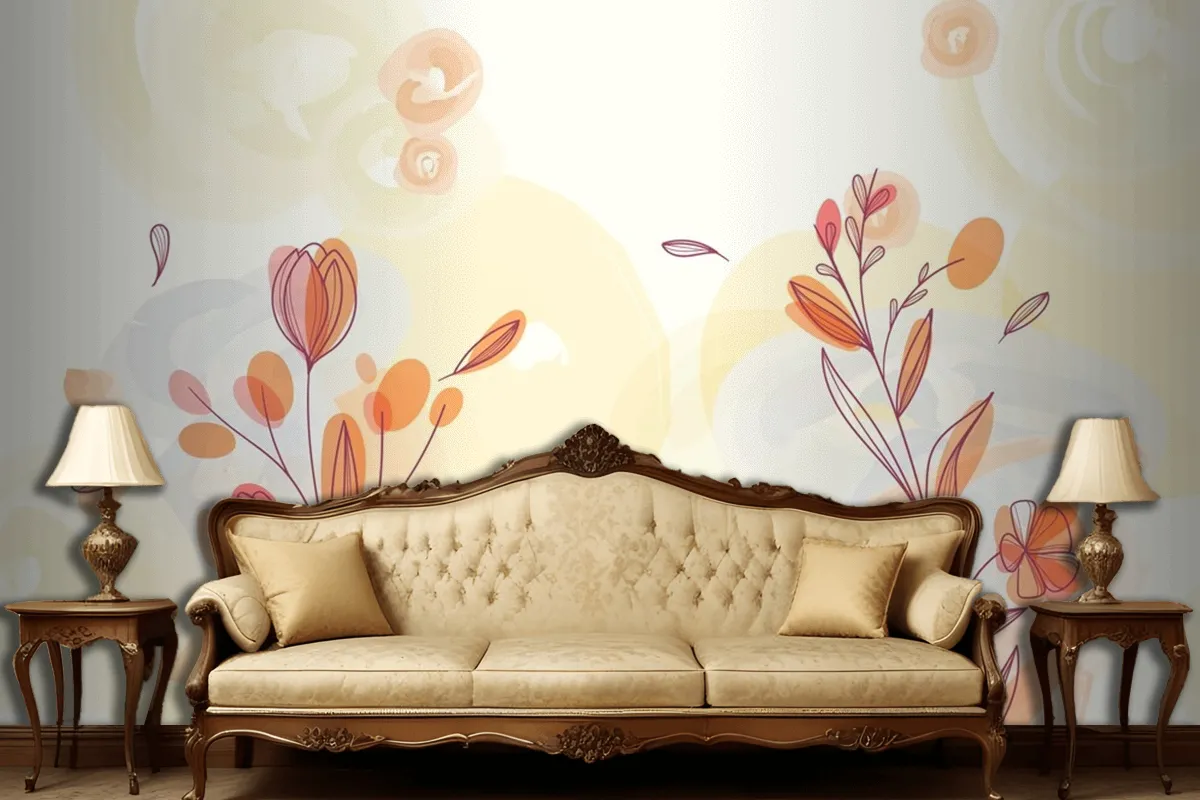 Natural Hand Painted Floral Background Living Room Wallpaper Mural