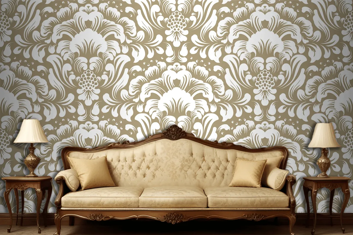 Ornamental Damask Seamless Pattern Wallpaper Mural