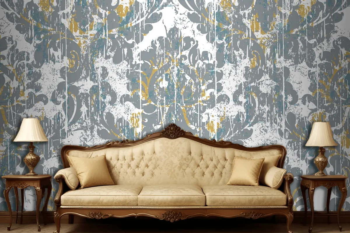 Royal Vintage Grunge Style Damaged Retro Wallpaper Mural