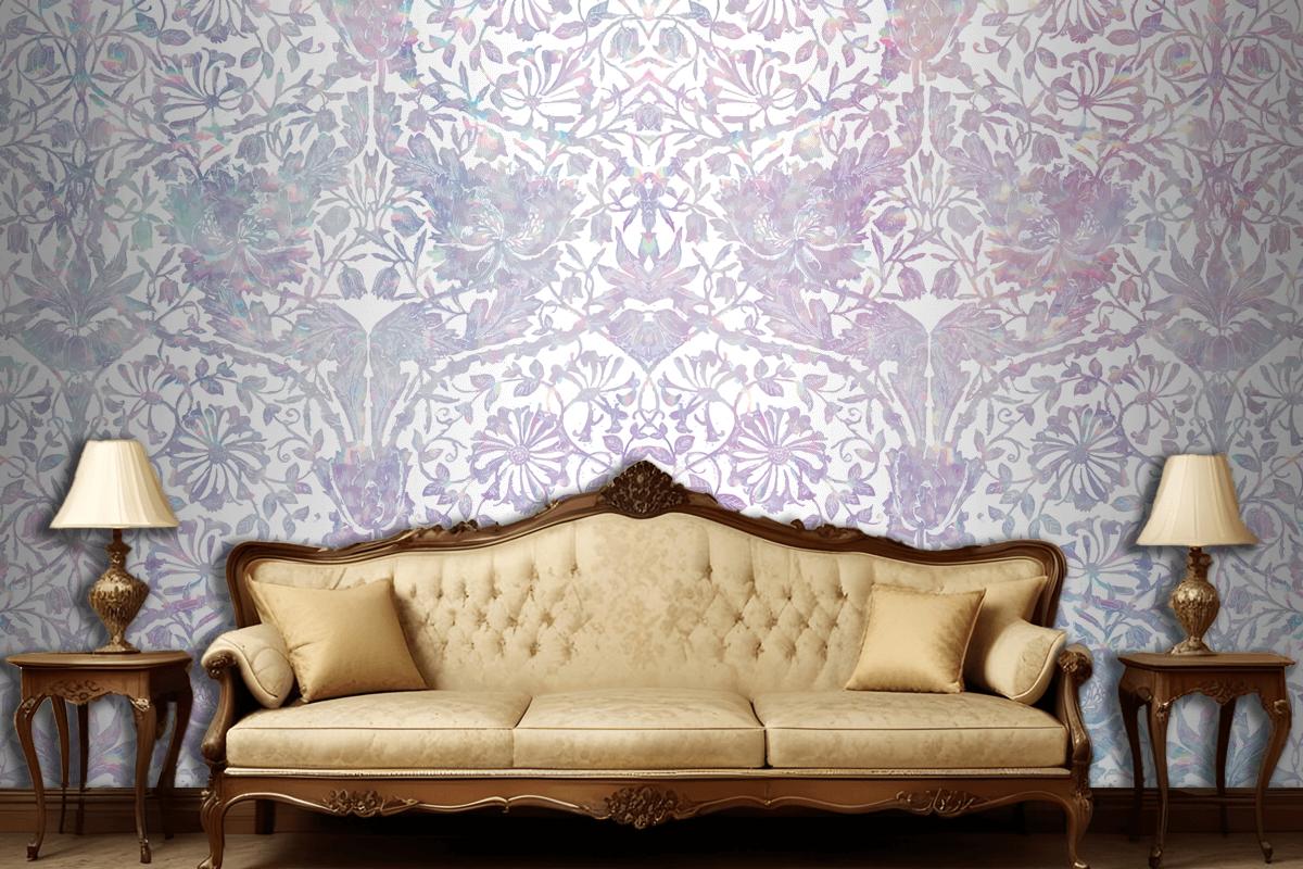 Vintage Floral Holographic Pattern Remix Wallpaper Mural