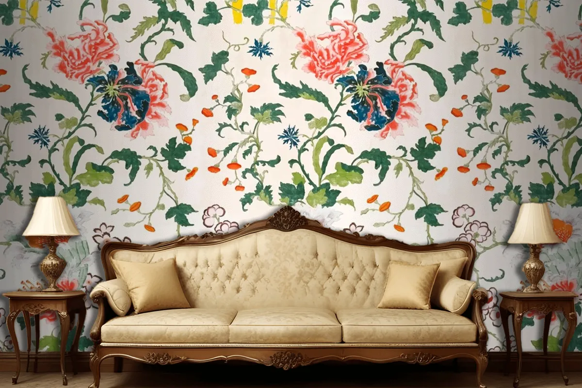 Vintage Floral Pattern Background Living Room Wallpaper Mural