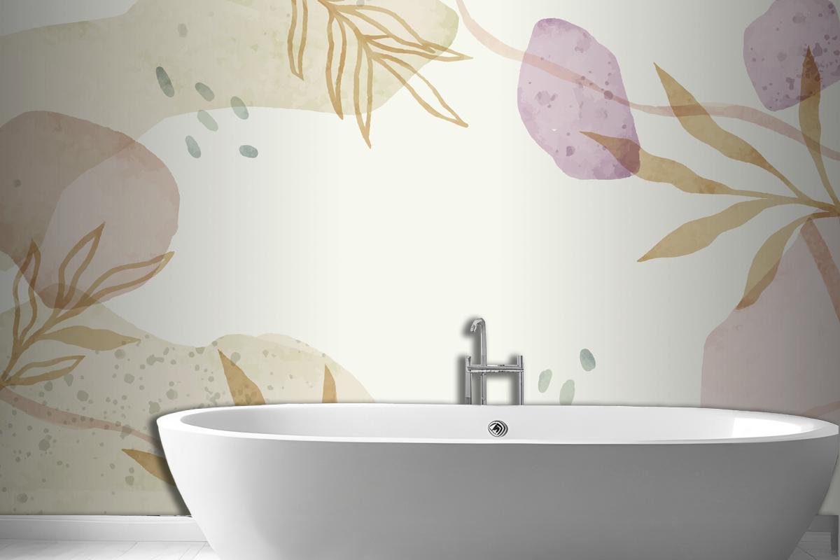 Watercolor Abstract Doodle Bathroom Wallpaper Mural