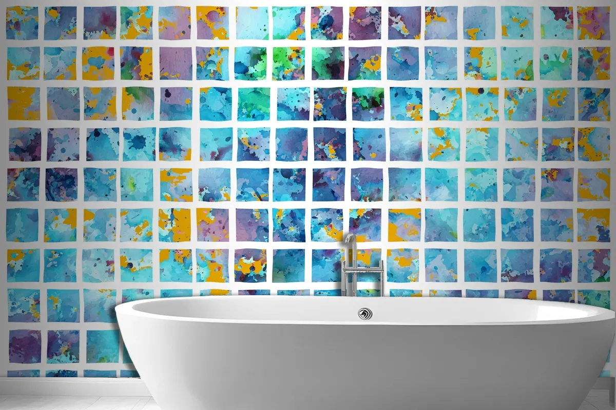 Watercolor Background In Mosaic Style Wallpaper Mural