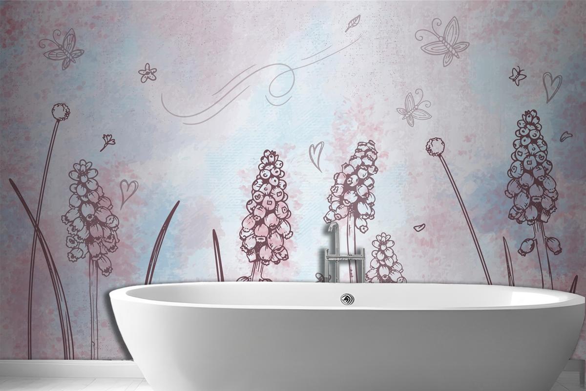 Watercolor Background With Hand Drawn Elements Wallpaper Mural