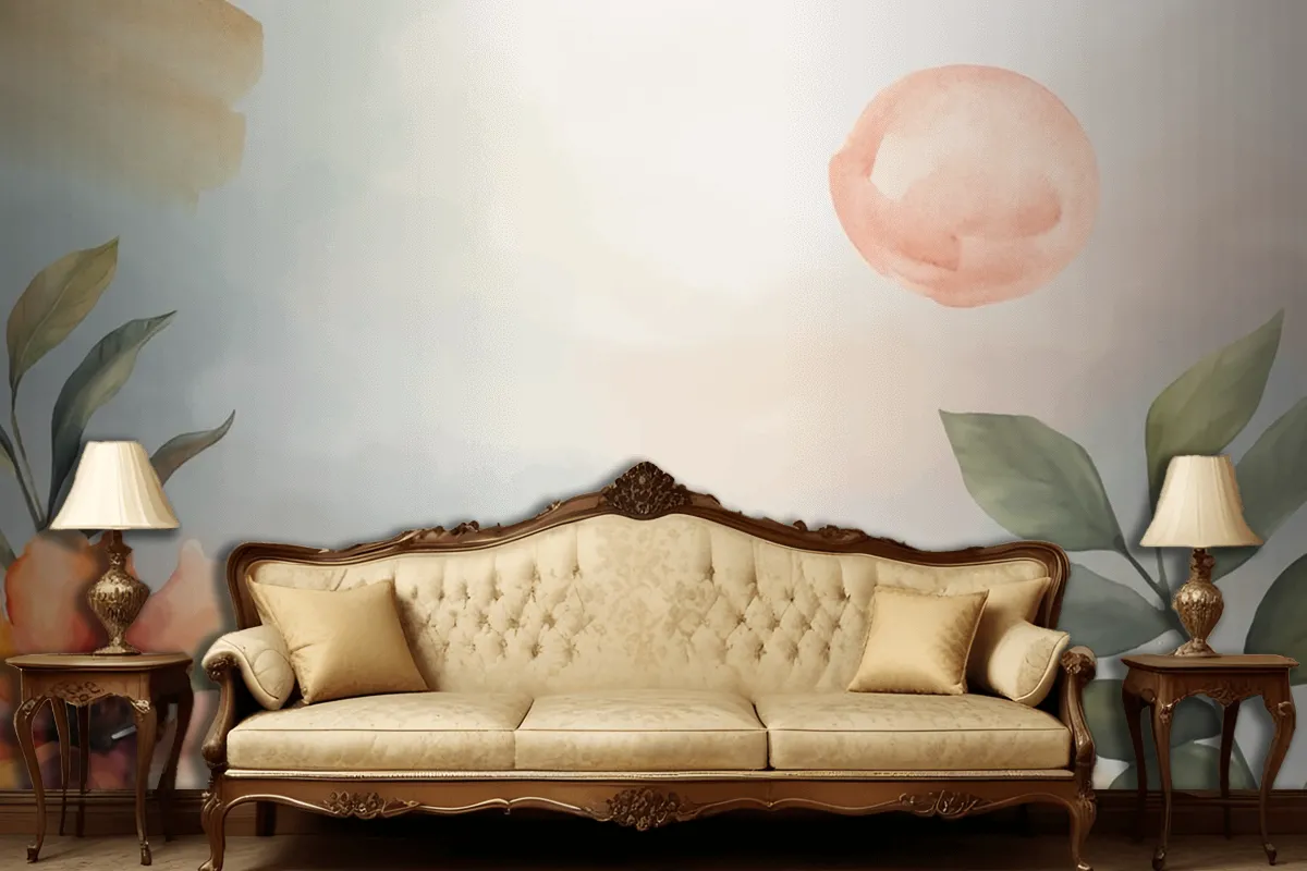 Watercolor Soft Earth Tones Background Living Room Wallpaper Mural