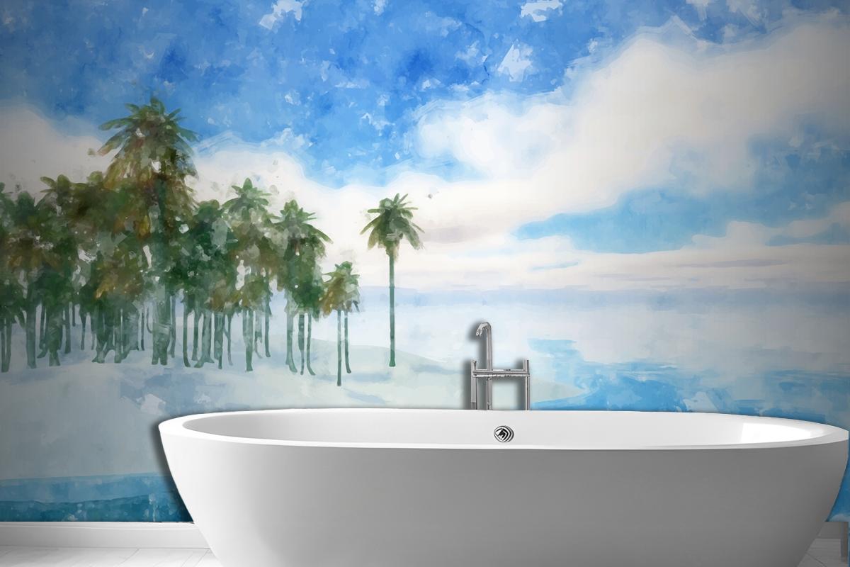 Watercolor Summer Tropical Background Wallpaper Mural