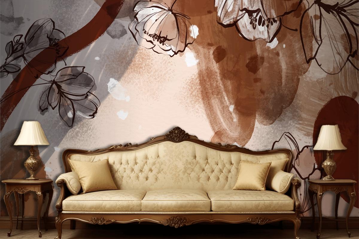 Watercolor Terracotta Background Living Room Wallpaper Mural