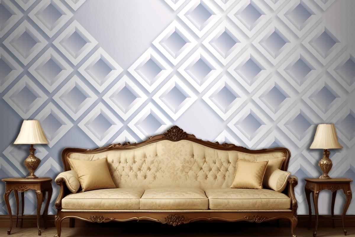 White Abstract 3D Paper Style Living Room Wallpaper Mural