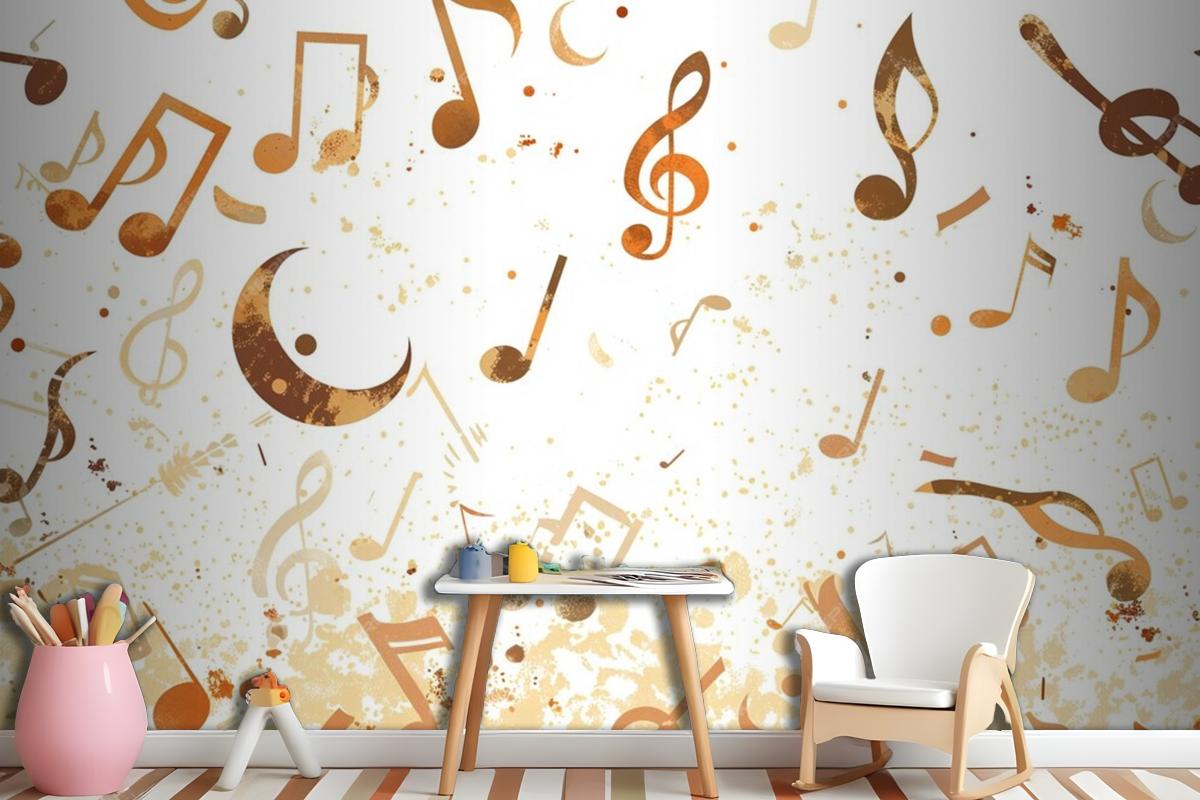 A Group Of Musical Notes Flying Through The Air Wallpaper Mural