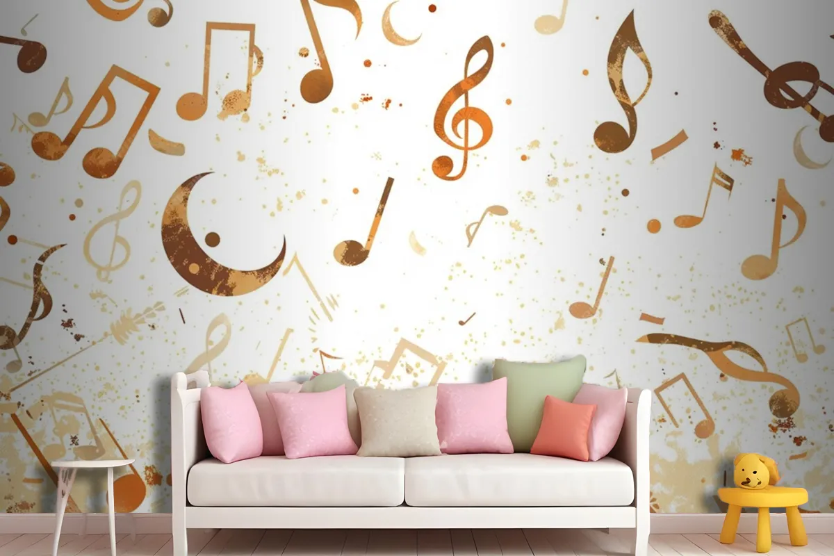 A Group Of Musical Notes Flying Through The Air Wallpaper Mural