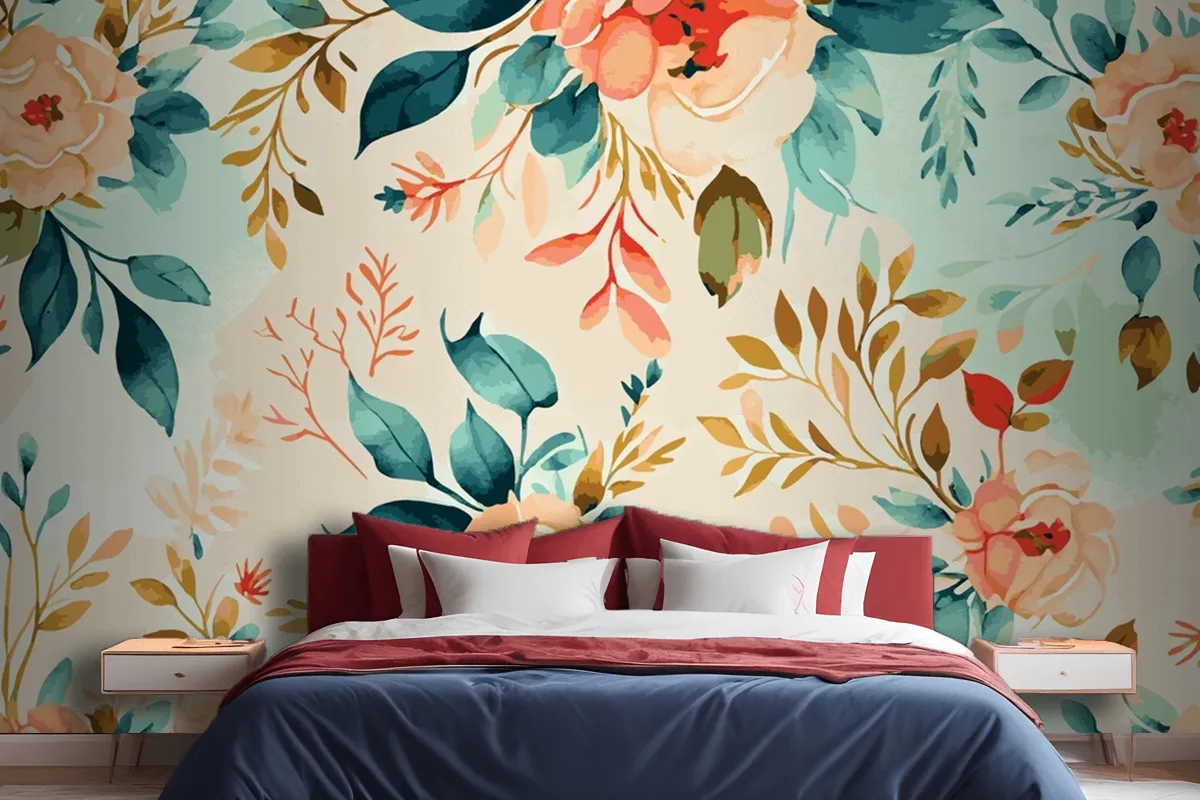 Abstract Floral Art Background Wallpaper Mural