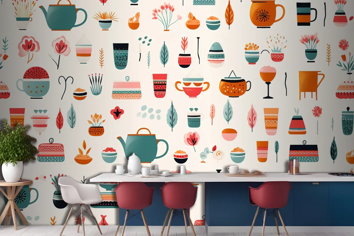 Abstract Floral Composition With Soft Colors Kitchen Wallpaper Mural