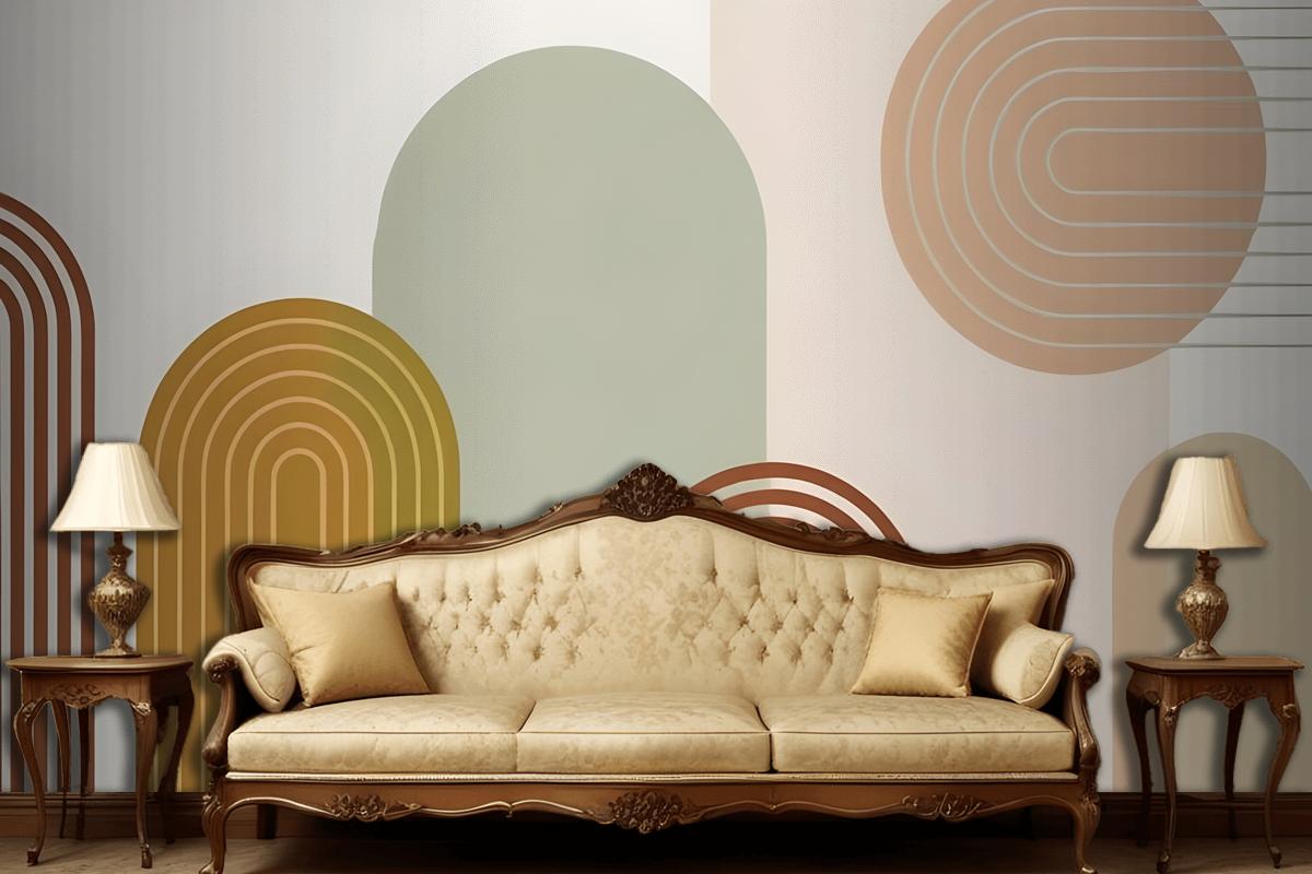 Abstract Geometric Shapes In Earthy Tones Wallpaper Mural