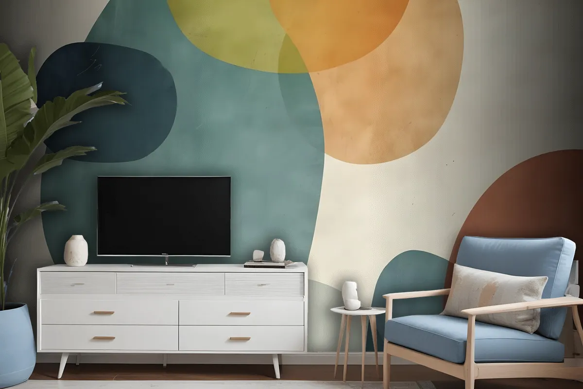 Abstract Geometric Shapes Paintbrush Art Wallpaper Mural