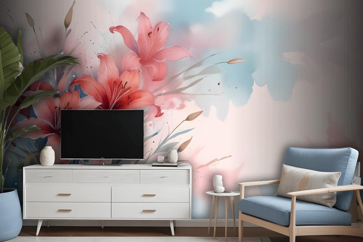 Abstract Lily Wallpaper Mural