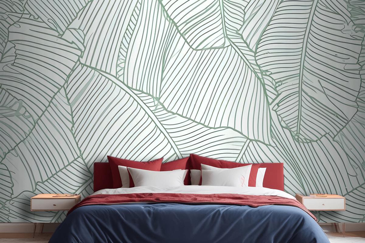 Abstract Lines Palm Leaves Wallpaper Mural