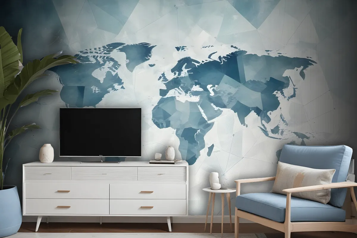 Abstract Map With Geometric Line Wallpaper Mural