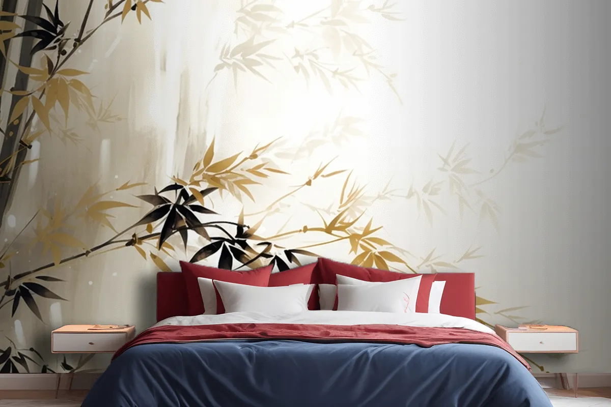 Abstract Oil Painting Technique Flowers Leaves Wallpaper Mural