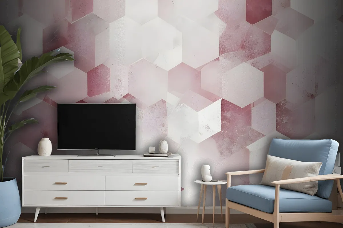 Abstract Pink Geometric Pattern Wallpaper Mural