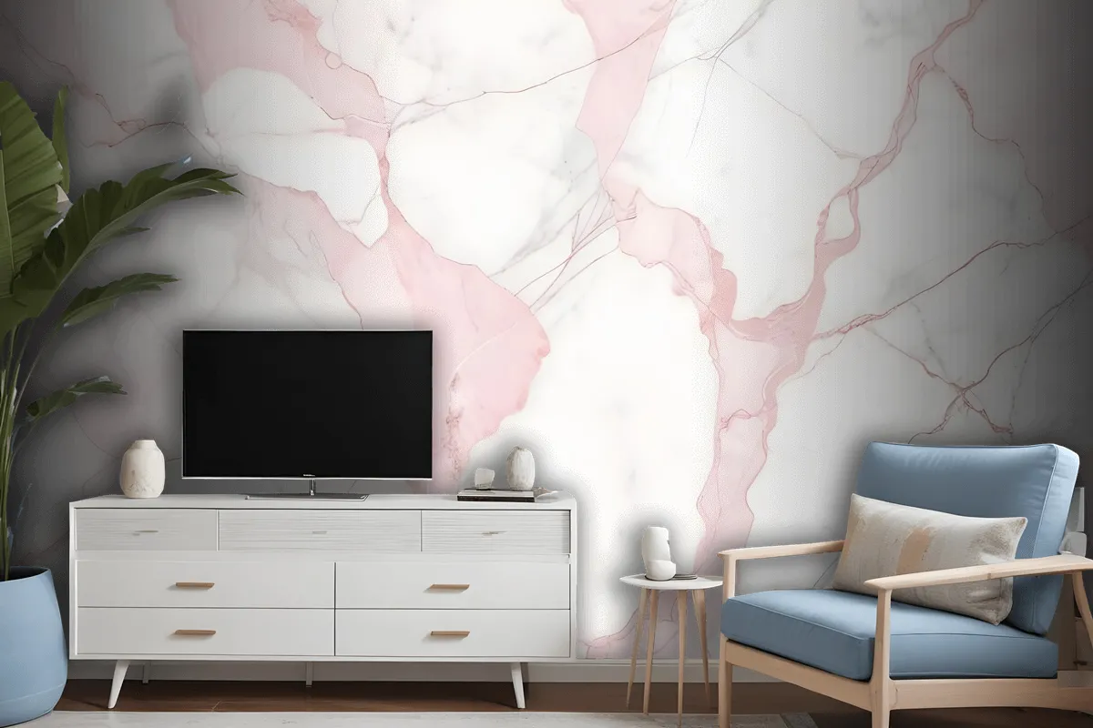 Abstract Pink Marble Stone Art Wallpaper Mural