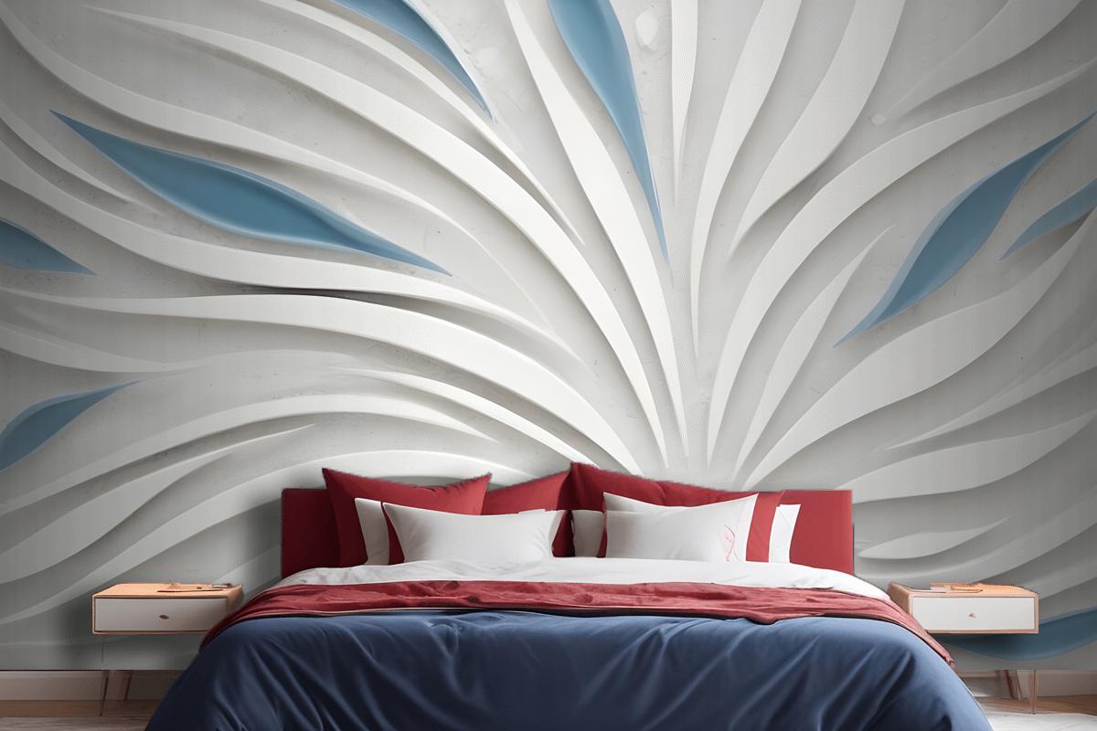 Abstract White And Blue Swirling Pattern Wallpaper Mural