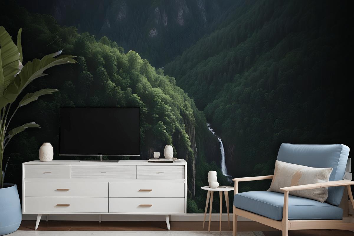 Aerial Nature Forest On Mountains View Wallpaper Mural