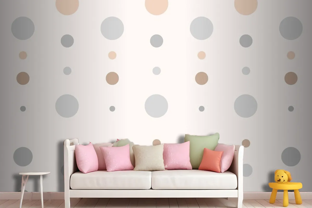 Aesthetic Polka Dot Pattern In Cream Wallpaper Mural