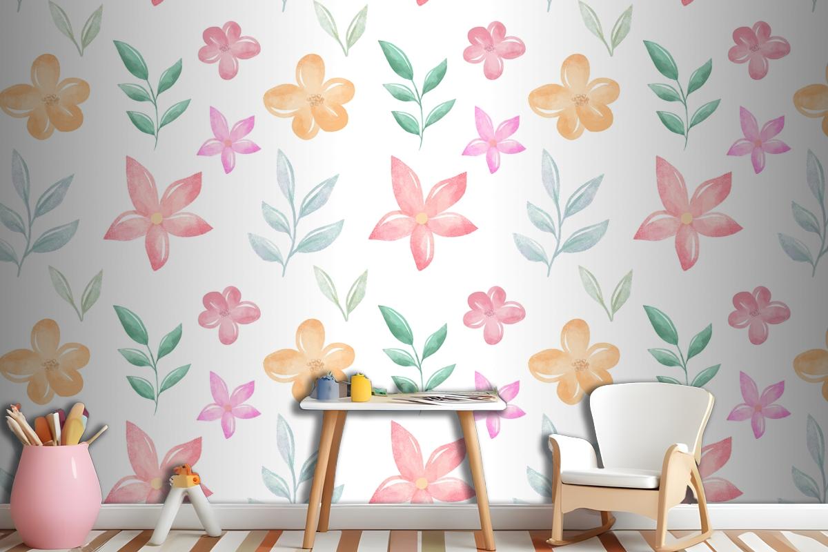 Background Floral Watercolor With Soft Colors Wallpaper Mural