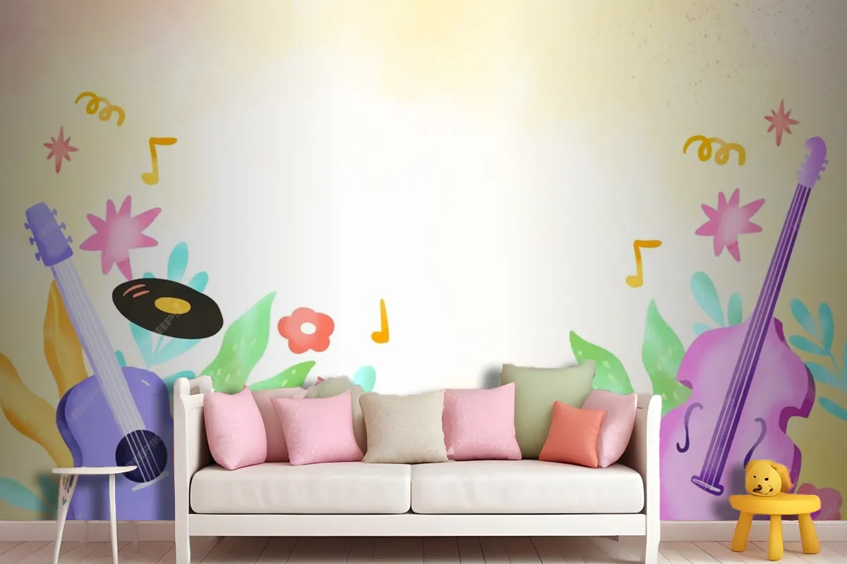 Background For World Music Day Celebration Wallpaper Mural