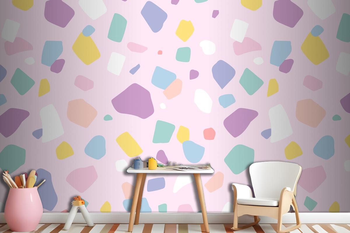 Background Seamless Pattern Vector With Cute Pastel Terrazzo Wallpaper Mural