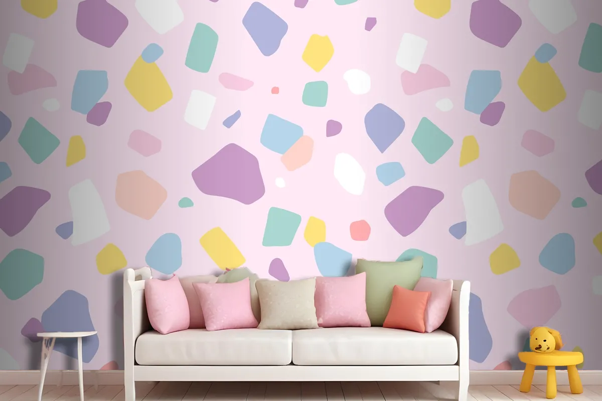 Background Seamless Pattern Vector With Cute Pastel Terrazzo Wallpaper Mural