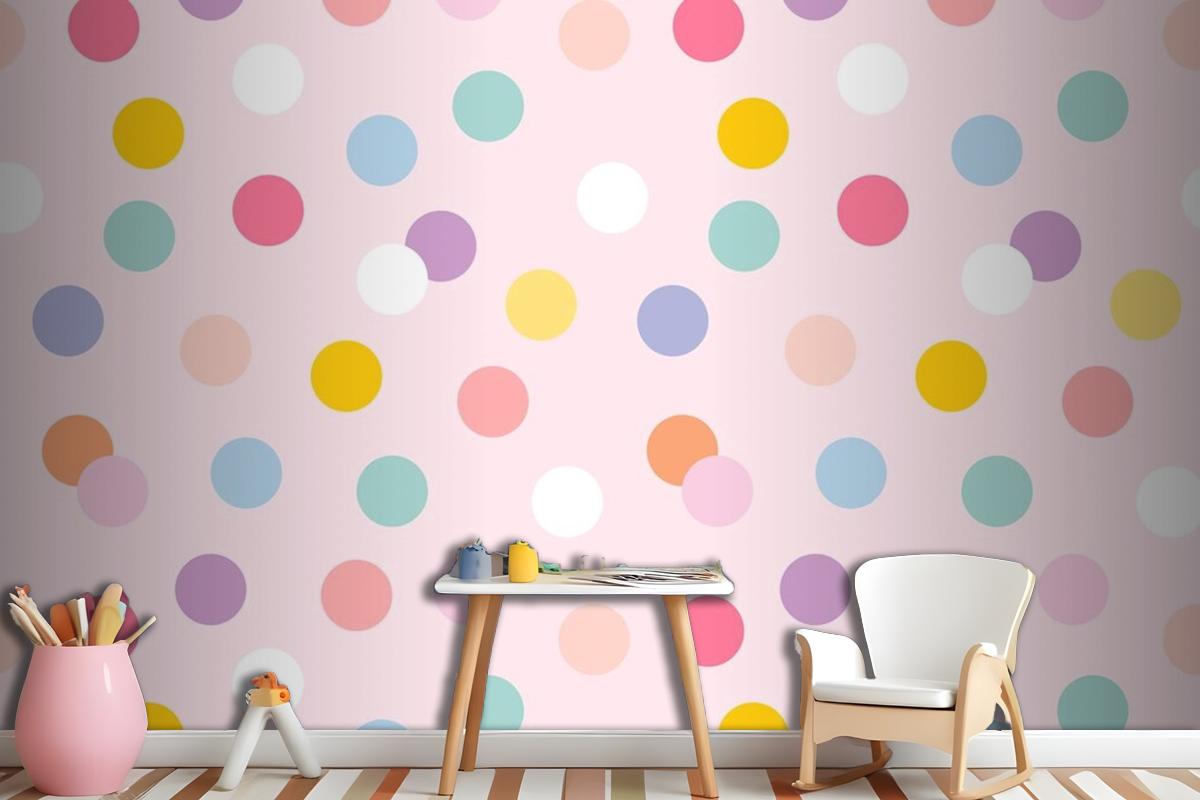 Background Seamless Pattern With Cute Pastel Polka Dots Wallpaper Mural