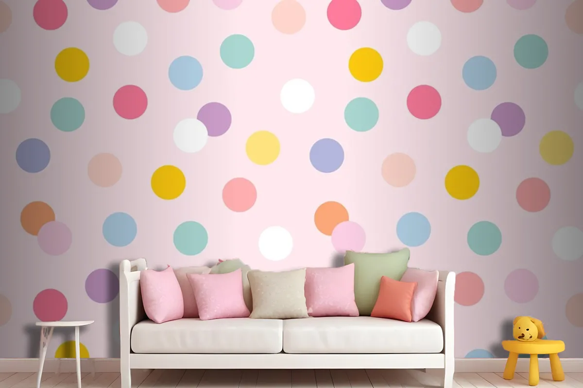 Background Seamless Pattern With Cute Pastel Polka Dots Wallpaper Mural