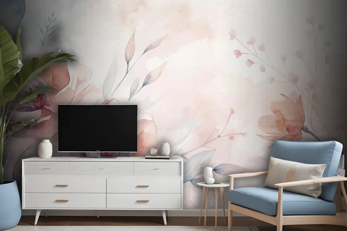 Beautiful Watercolor Flower Background Wallpaper Mural