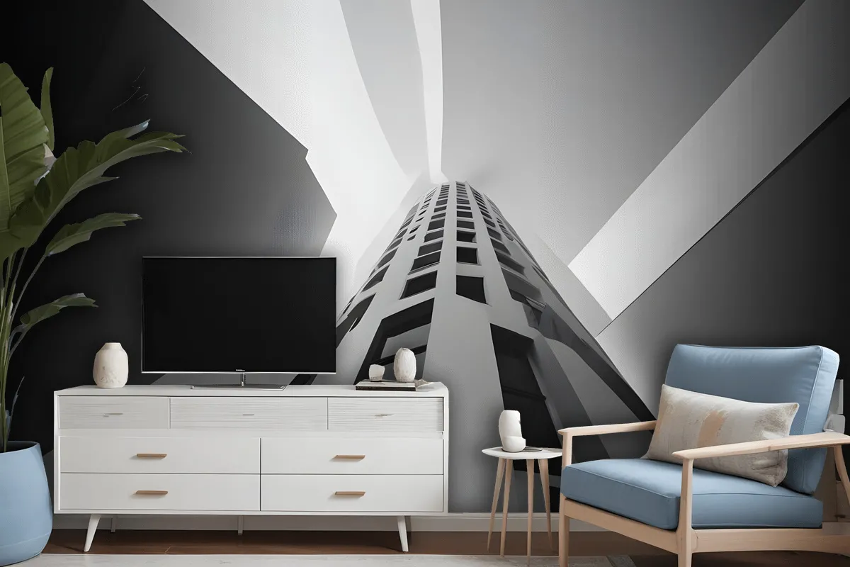 Black And White Architectural Firstperson Perspective Wallpaper Mural