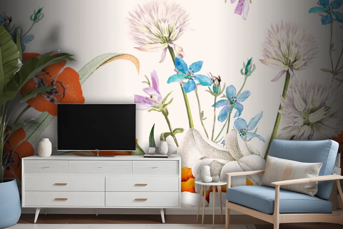 Blooming Spring Floral Pattern Wallpaper Mural