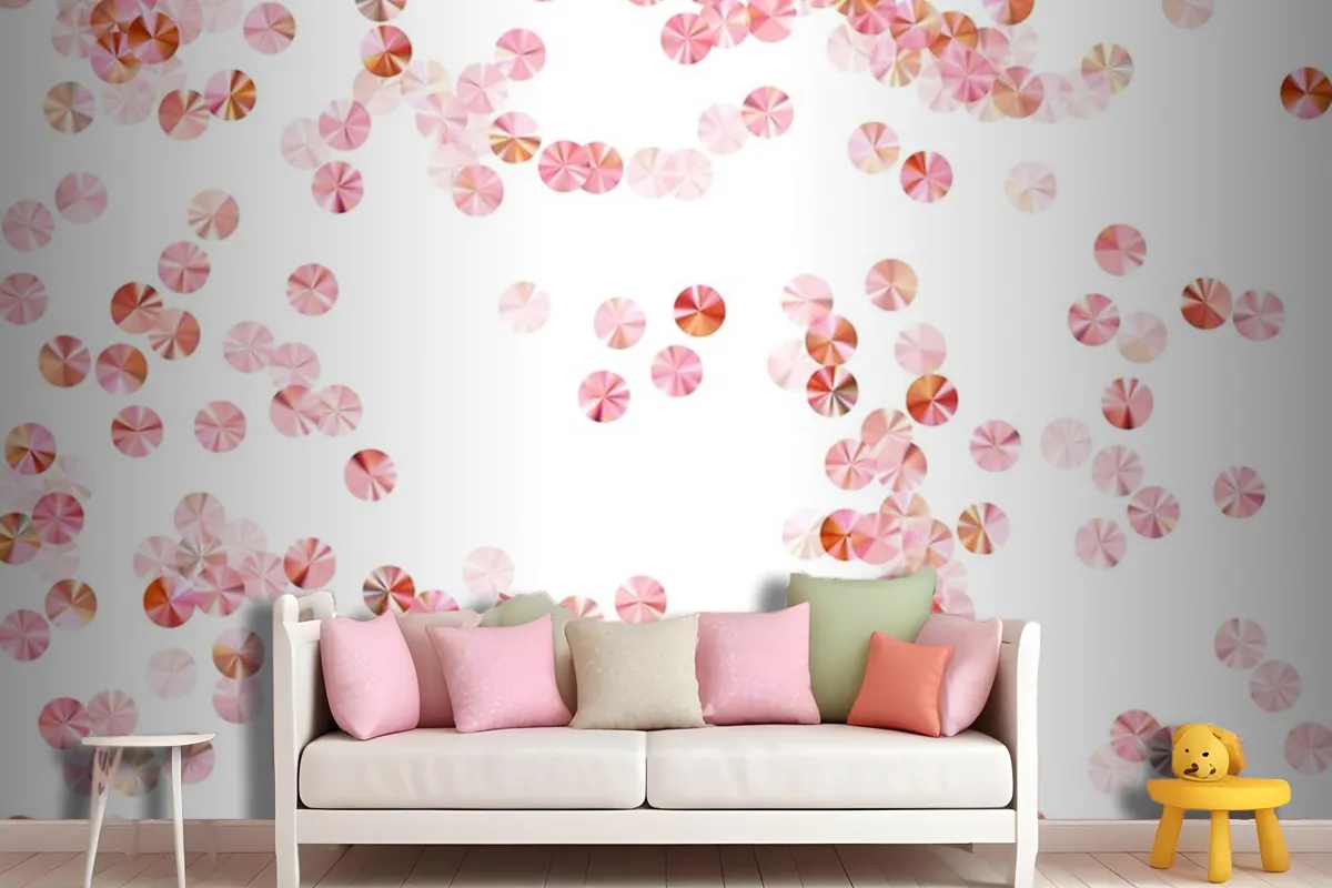 Blush Pink Beads Confetti Scatter Vector Composition Rhythmic Wallpaper Mural