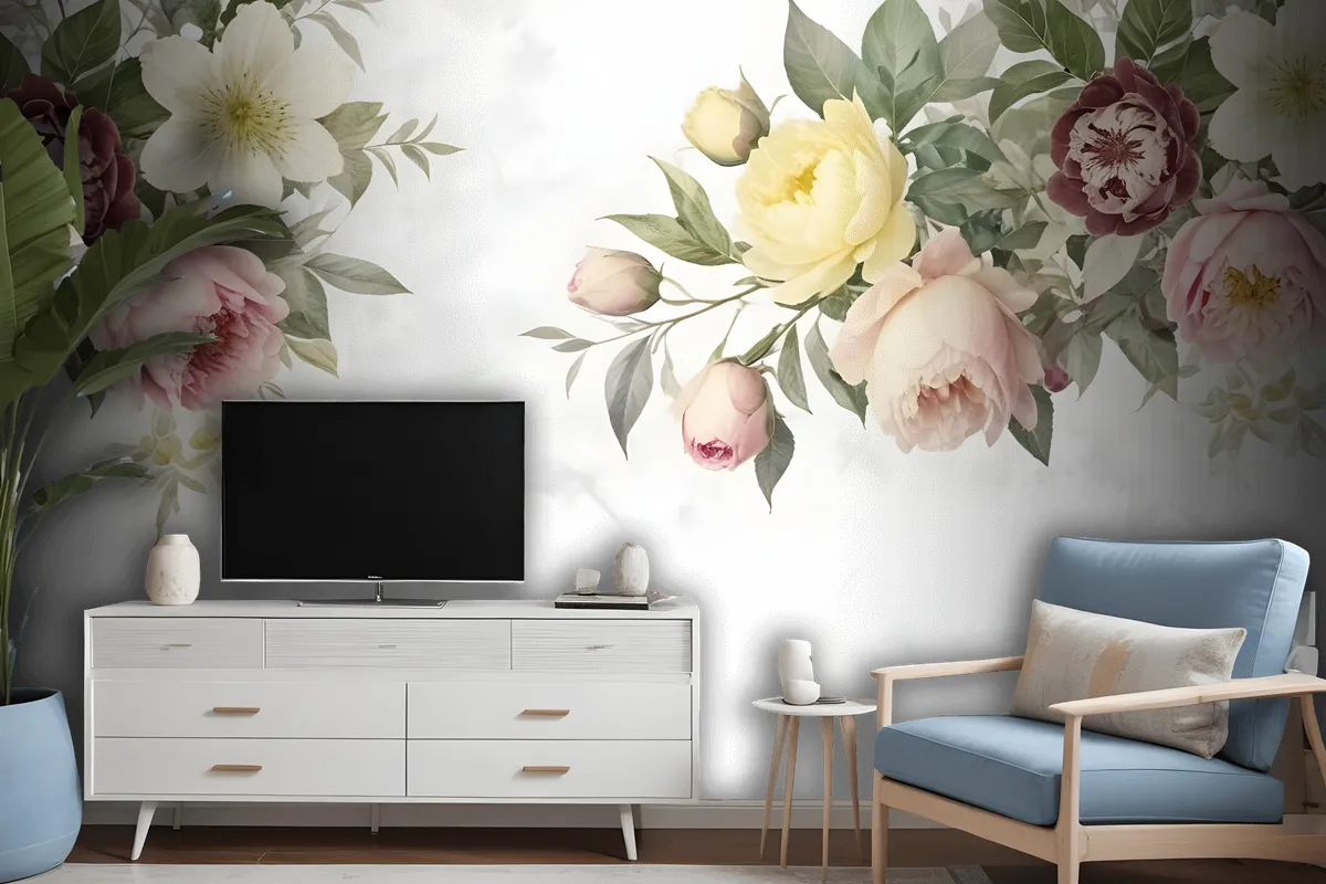 Bohemian Clematis Floral Bouqet Wallpaper Mural