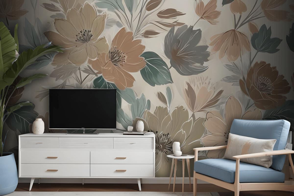 Bohemian Style Anemone Floral Bouquet Wallpaper Mural