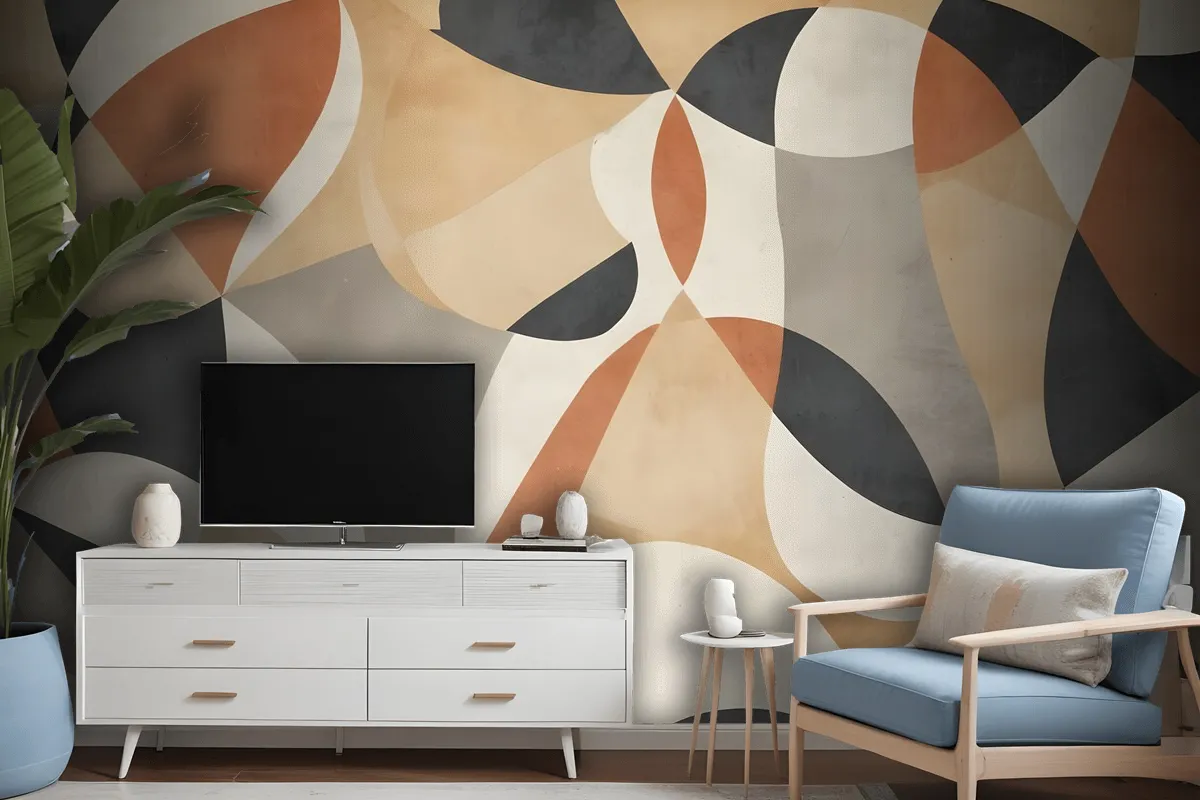 Boho Geometric Abstract Art Wallpaper Mural