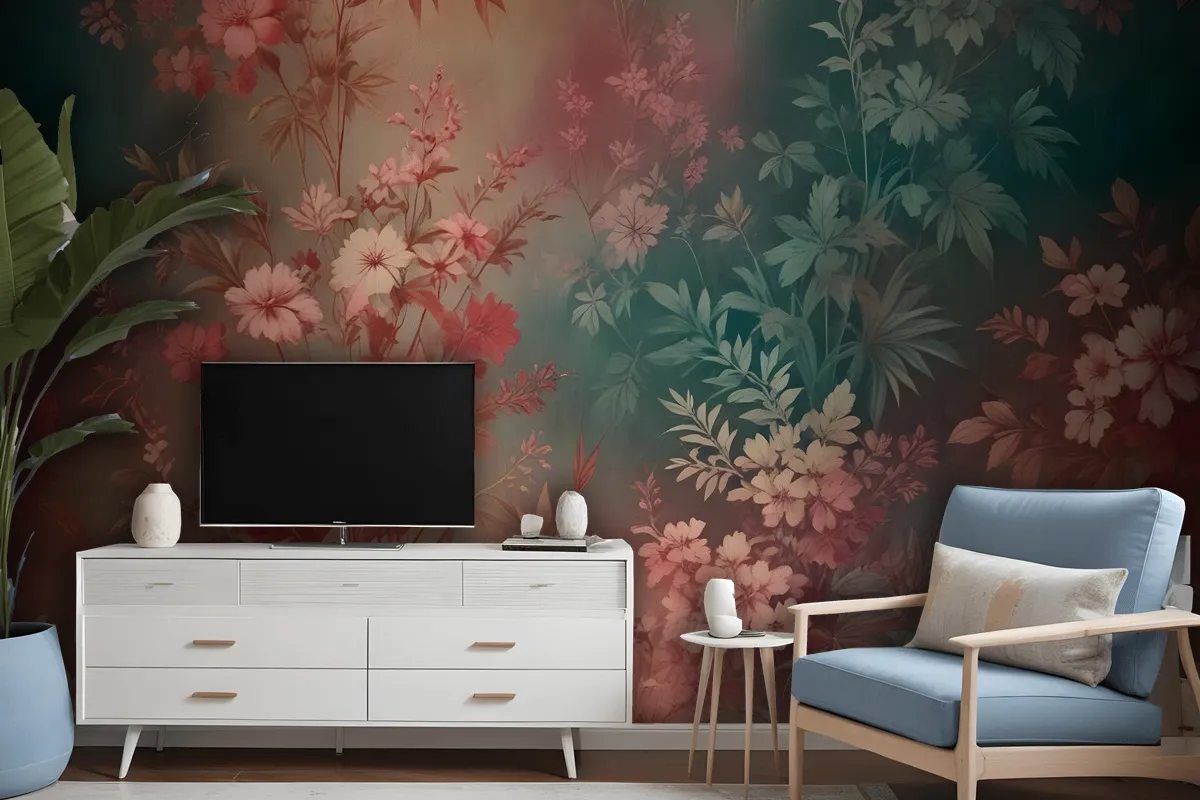 Chinoiserie Vintage Plants Wallpaper Mural