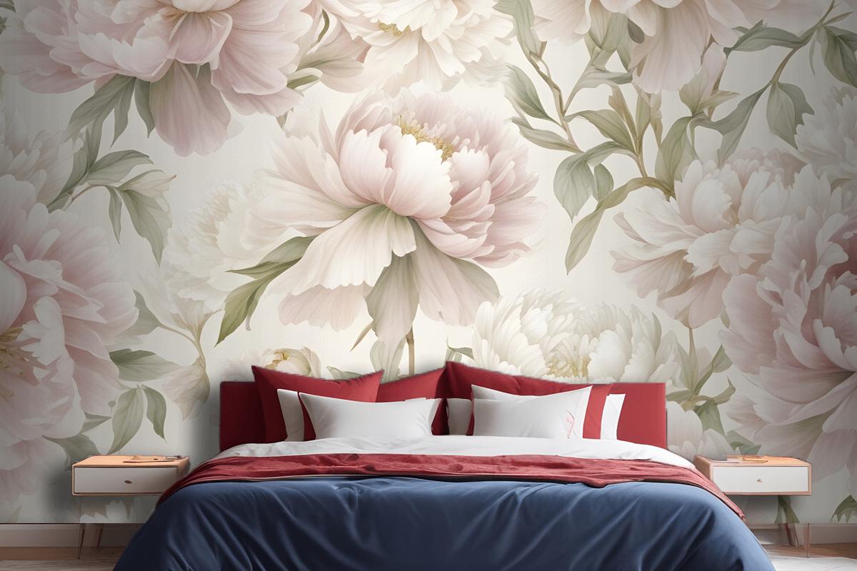 Closeup View Of A Floral Pattern Featuring Large Wallpaper Mural